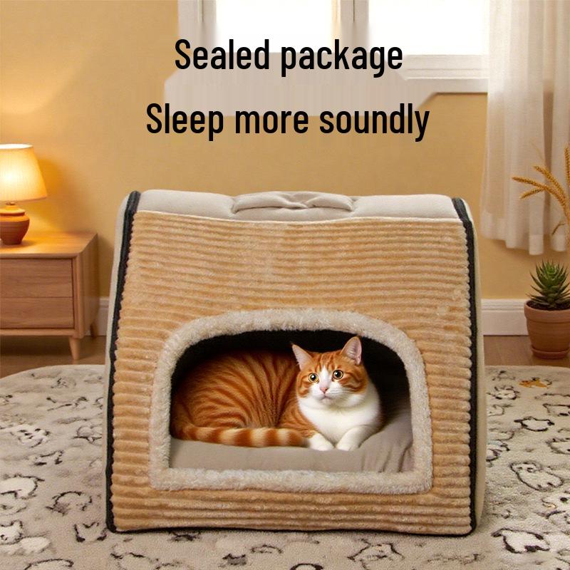 Universele Semi-Gesloten Huisdiervilla: Winddicht & Warm Katten- en Hondennest voor Alle Seizoenen