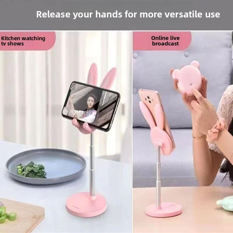 Adjustable Rabbit Phone Stand Cute Cartoon Lazy Desk Holder for Selfie Live Streaming