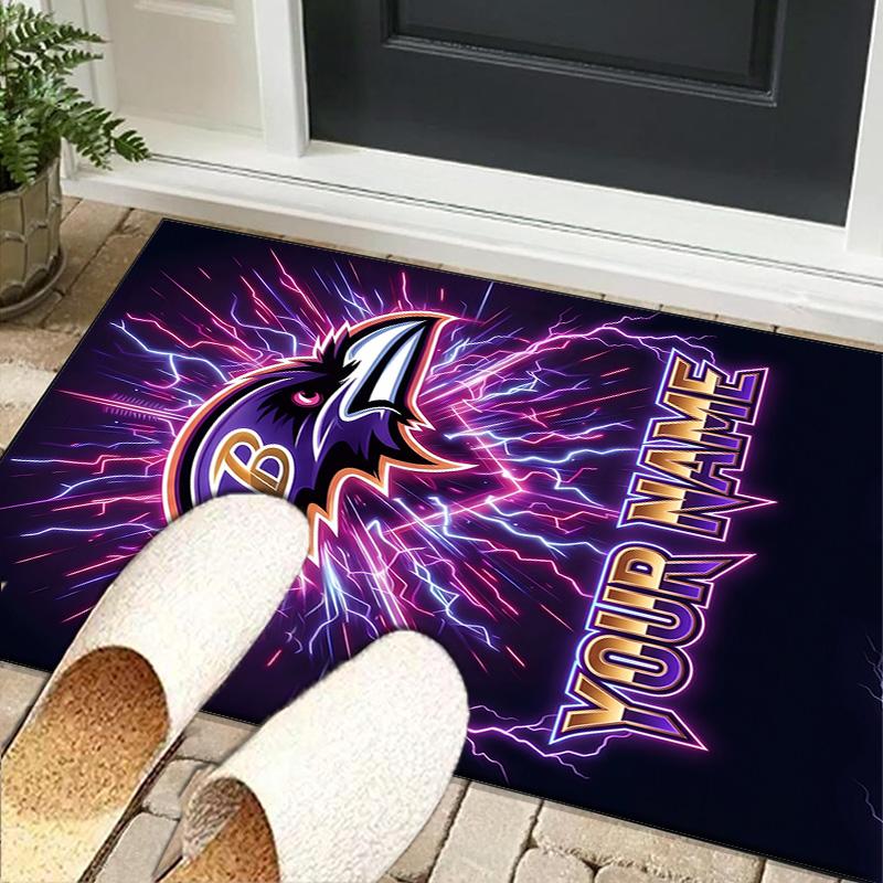 Custom NameRavens Team Spirit Carpet, Indoor Rug, Chair Rug, Living Rooms, Doormat Made From Polyester Home Decor Birthday Christmas Gifts