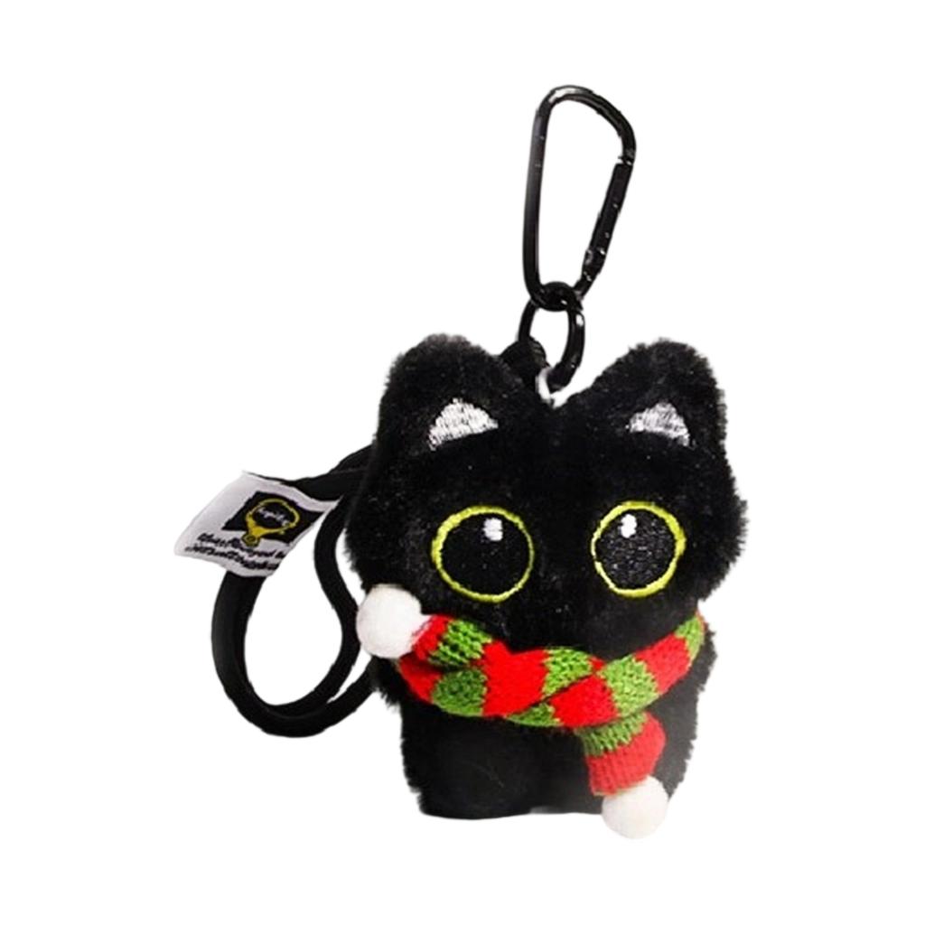 Stylish Adorable Black Cats Bag Charm Plush Doll Portable Accessory for Handbag Decoration and Special Occasions