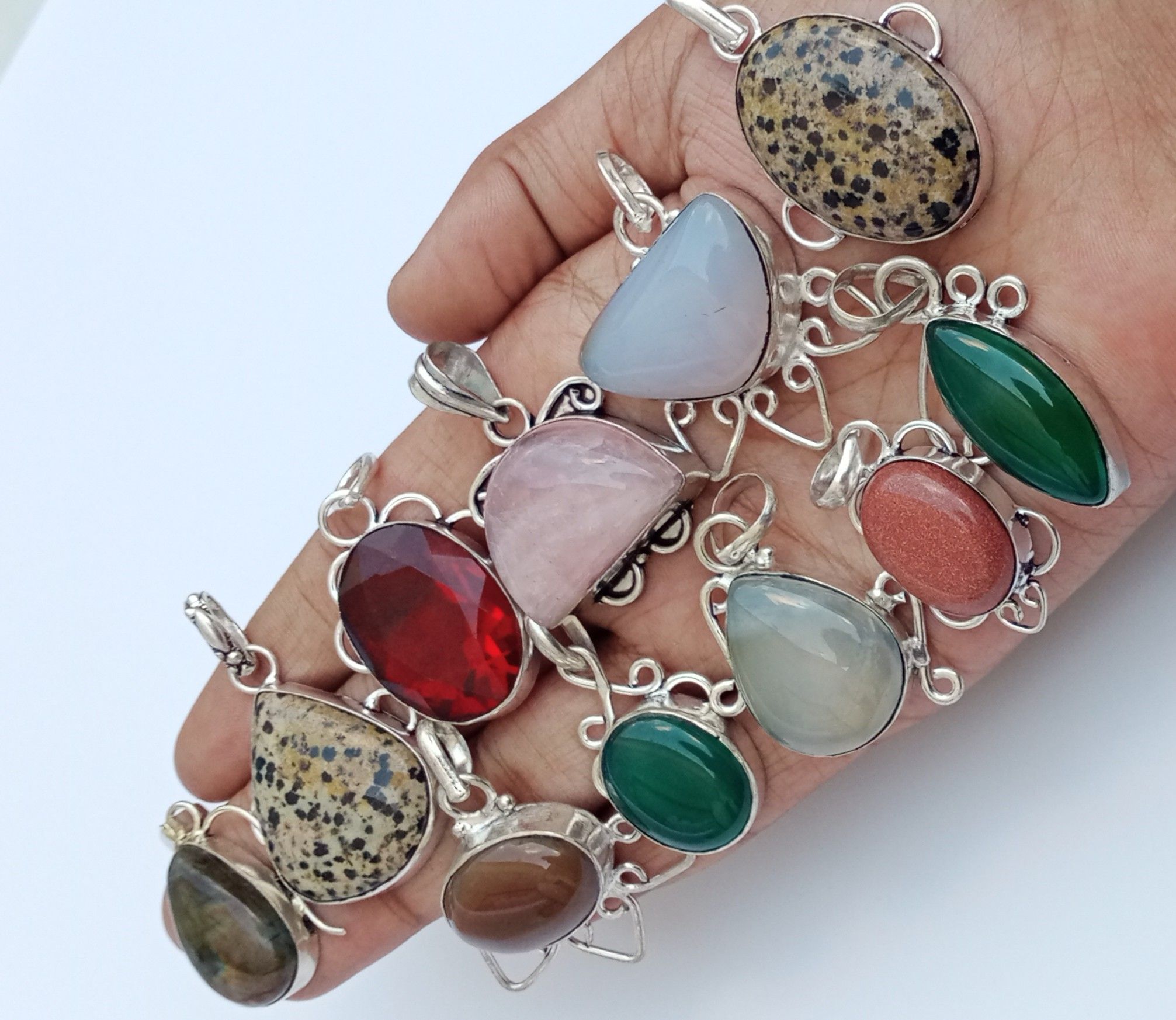 

Малахит Драгоценный Камень Стерлингового Серебра 925 Пробы 5 Шт. Подвески Лот DPL-P13