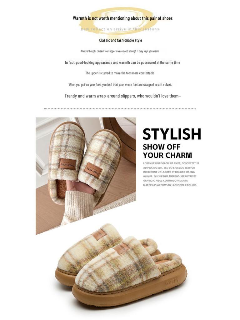 2025 Women's Thick-Soled Non-Slip Plush Slippers - Indoor Winter Warmth