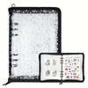 Sticker Storage Organizer Binder A5 Sticker Collecting Book Reusable Zipper Album with Clear Laser Star Cover and Pocket Pages
