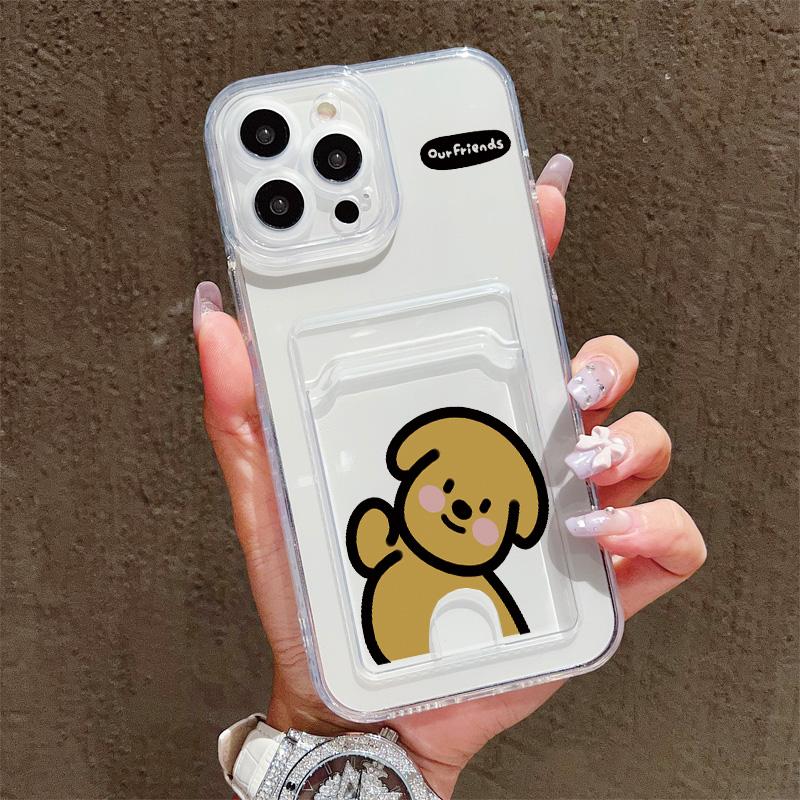 Card Slot Holder Silicone Wallet Pocket Case For Xiaomi Redmi Note 11 12 13 iPhone 17 16 15 Tecno Spark 10C Infinix Note 30 Cover Clear Phone Bumper