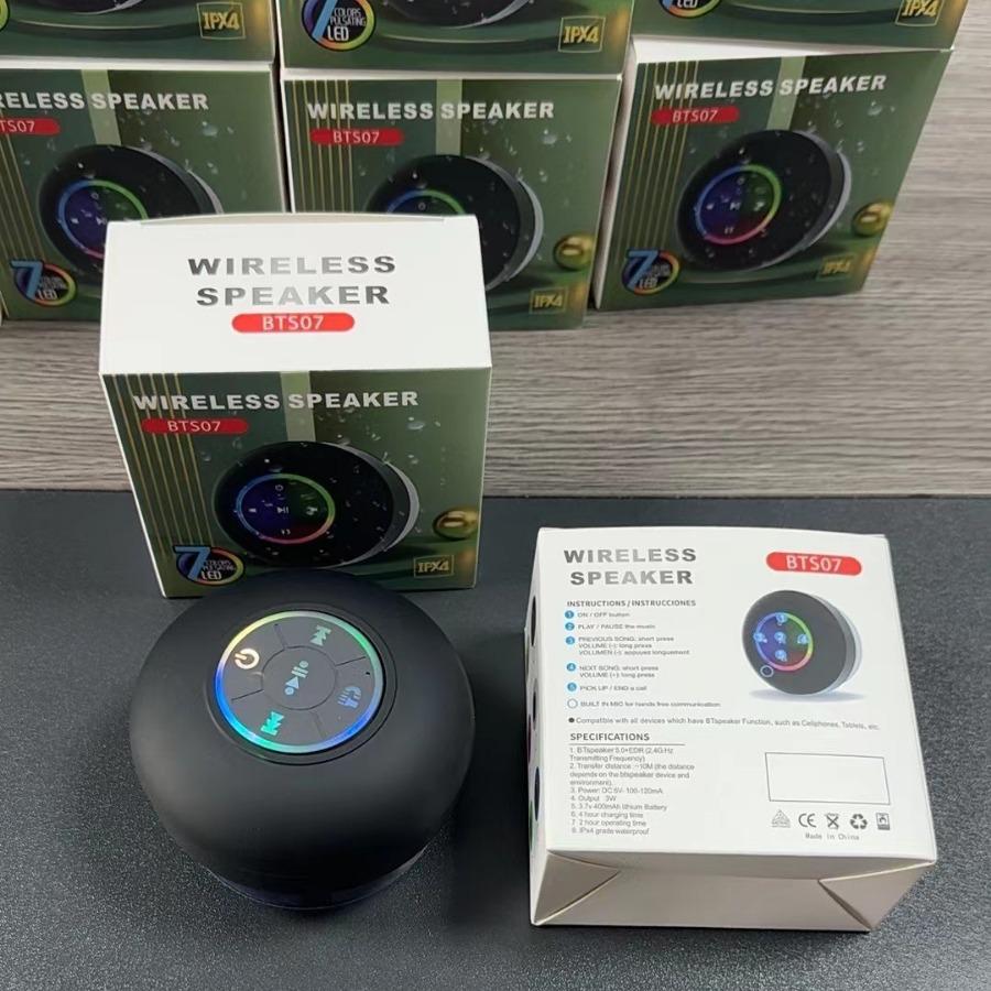 Portable Waterproof LED Bluetooth Speaker with Suction Cup - Mini Mobile Gift