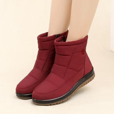 Waterproof Snow Boots Women Winter Shoes Soft Warm Plush for Cold Winter Laides Ankle Boots Non-slip Cotton Shoes Plus Size 42 Black Red