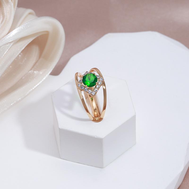 Kinel glänzende grüne Zirkon-Ringe für Damen, luxuriöser, trendiger Party-Schmuck