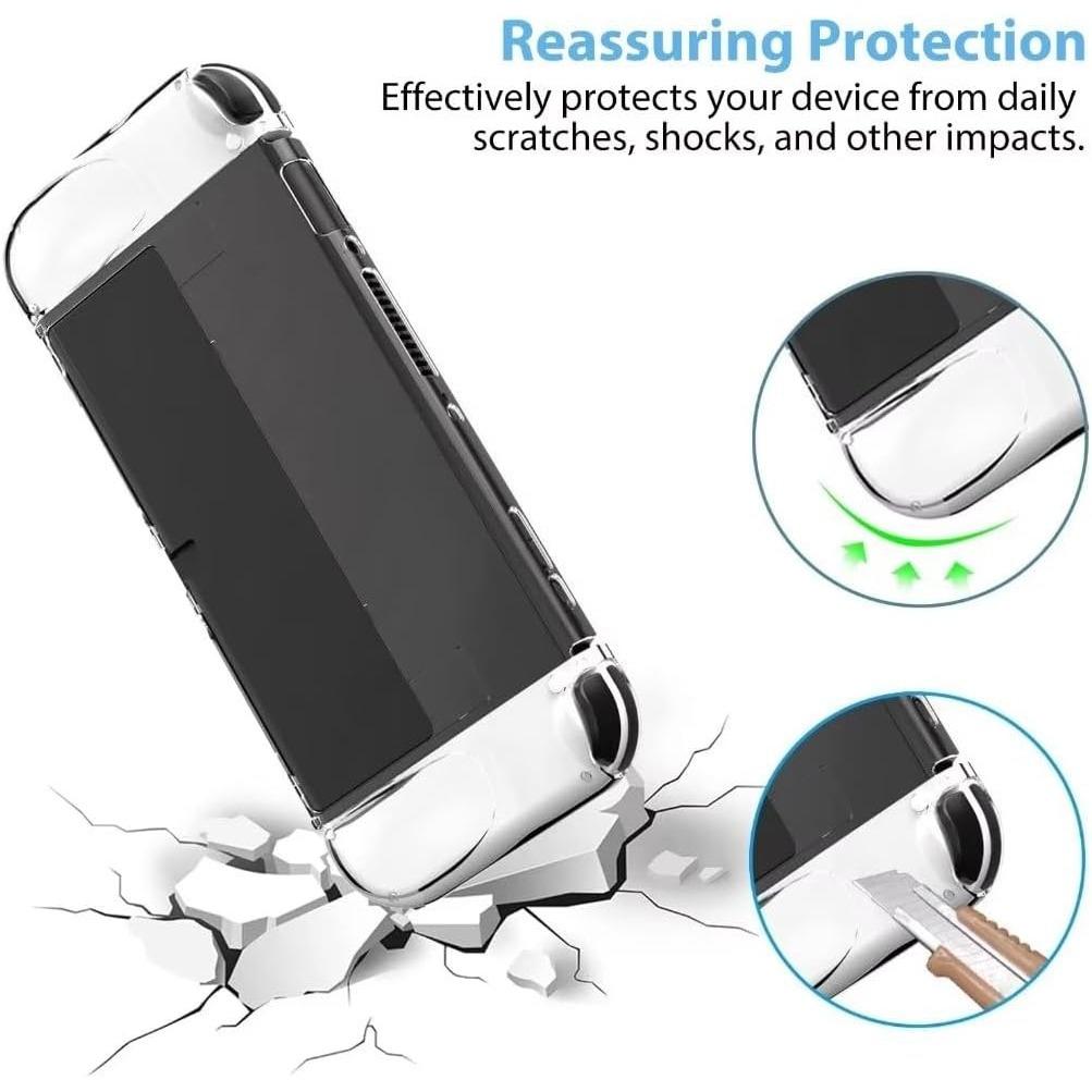 Transparente Host-Hartschalenhülle mit Controller-Hüllen, kompatibel mit Nintendo Switch OLED