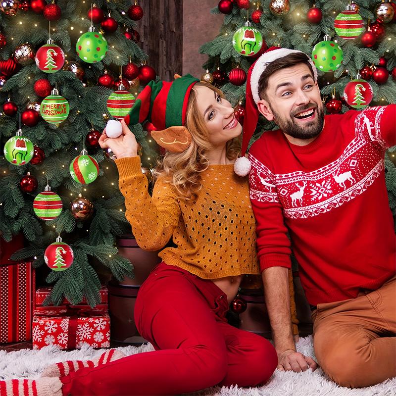 Ornamente Pandantiv Crăciun 2025 Sclipici Decor Petrecere Acasă Desen Animat Model Buline Desenat Manual Articole pentru Pomul de Crăciun 12 buc/Cutie