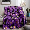 Purple Witch Hat and Wand Pattern Flannel Blanket for Bedroom, Living Room, Sofa, and Nap