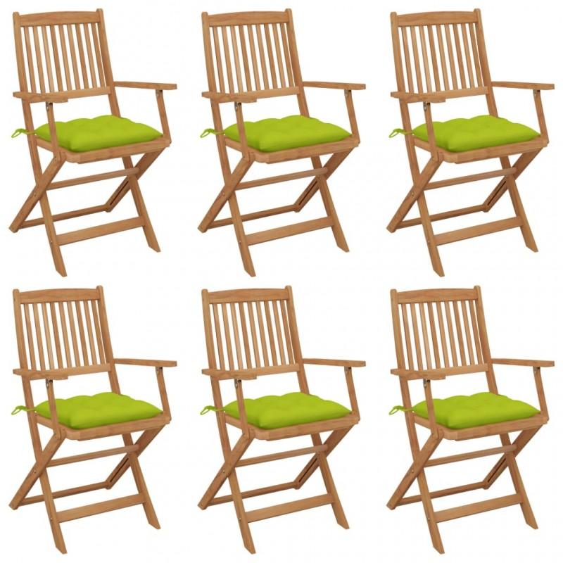 Day and Night - Day and Night Folding Garden Chairs 6 Units and Cushions Solid Acacia Wood