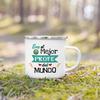 Best Teacher in The World Spanish Printed Mug Creative Coffee Cups Drinks Enamel Cup Vintage Handle Drinkware Gifts for Teacher