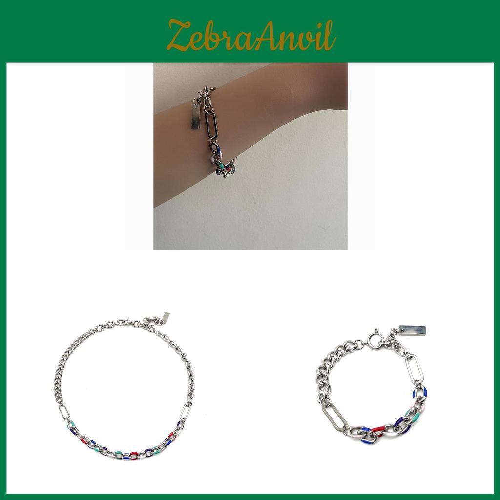 Geometrische Edelstahl-Kettenhalskette und Armband für Männer und Frauen
