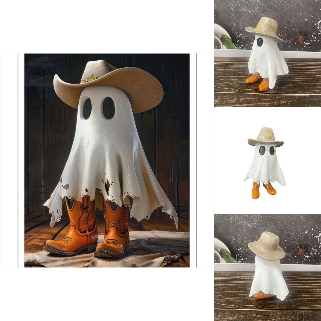 Unique Cowboy Ghost Statue Decorative Resin Figurine Perfect For Halloween Home Decor