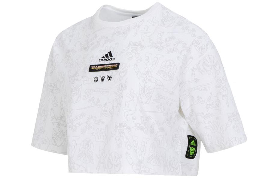 Adidas Crop Tops Women s White Crew Neck Moderate IK3475 XL