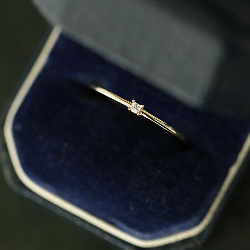 Four-Claw Zircon Electroplated Open-End Stackable Ring Adjustable Open-End