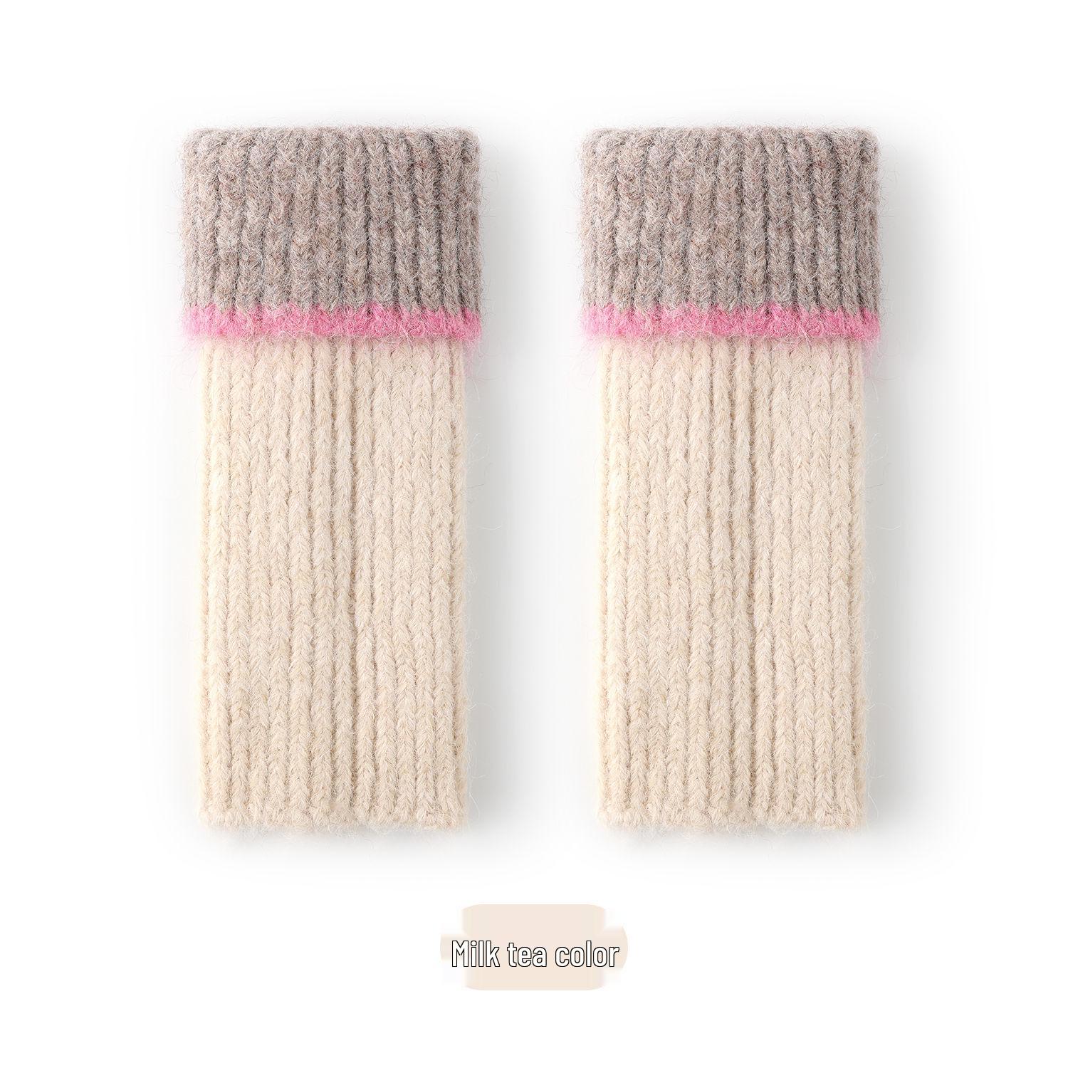

Girls Color Block Knit Leg Warmers: Velvet-Lined, Autumn & Winter Style for Toddlers One Size