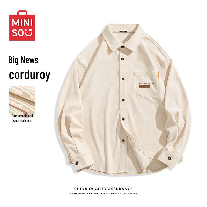 MINISO Men s Loose Fit Corduroy Long Sleeve Shirt Jacket 3XL