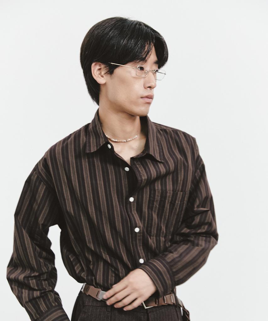 BALLUTE Over Silhouette Pajama Shirts (Brown Stripe)