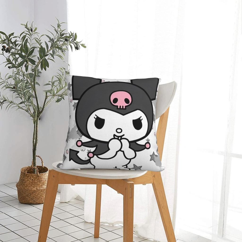 Cartoon Glücklich Kawaii Kuromi Kissenbezug Polyester Kissenhülle Dekor Wurfkissenbezug Wohnzimmer Reißverschluss 18'