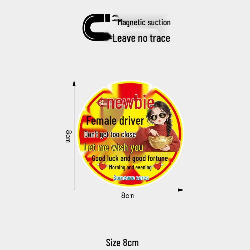 New Female Driver: Reflective Waterproof Magnetic Warning Sticker
