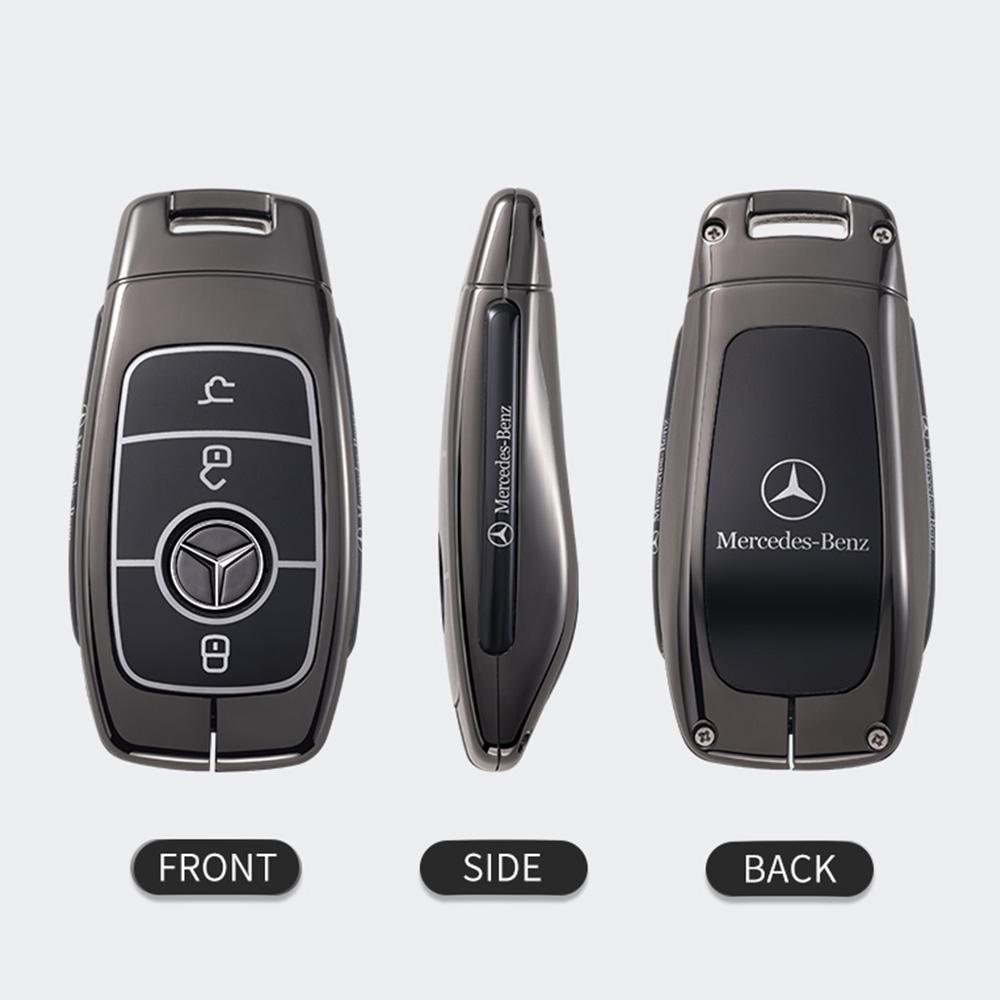WDZIM1 Car Sticker Metal Car Remote Key Case Fob Cover Shell For Mercedes Benz AMG A C E S G Class GLC CLE CLA GLB GLS W177 W205 W213 W
