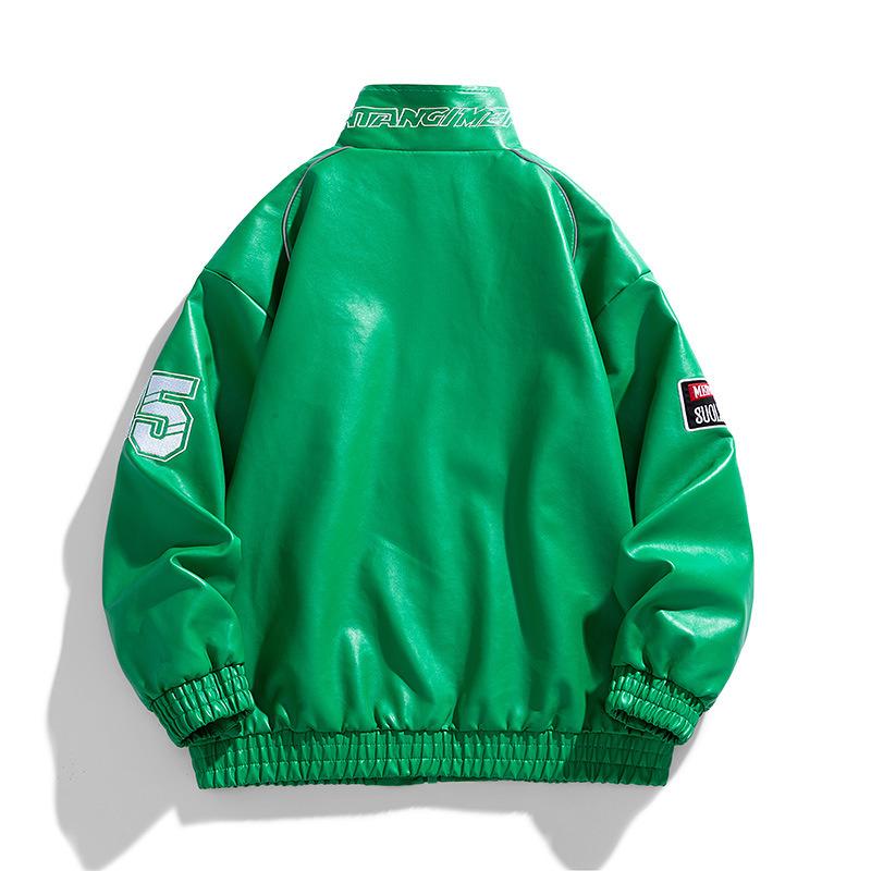 Neue Leder Herren Motorrad Lederjacke Bestickt Japanisch Locker Mode Flugbrieftasche Karten Übergröße Herrenbekleidung