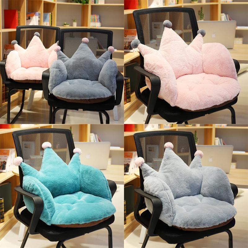 Crown Seat Plush Cushion Chair Pad Fur Home Office Waist Lumbar Pillow Soft Warm