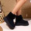 Women's Faux Fur Lined Short Snow Boots Thick Bottom Comfortable Cotton Boot Trendy Fashion Sleeve Boot Warm Cozy Fur Boot
