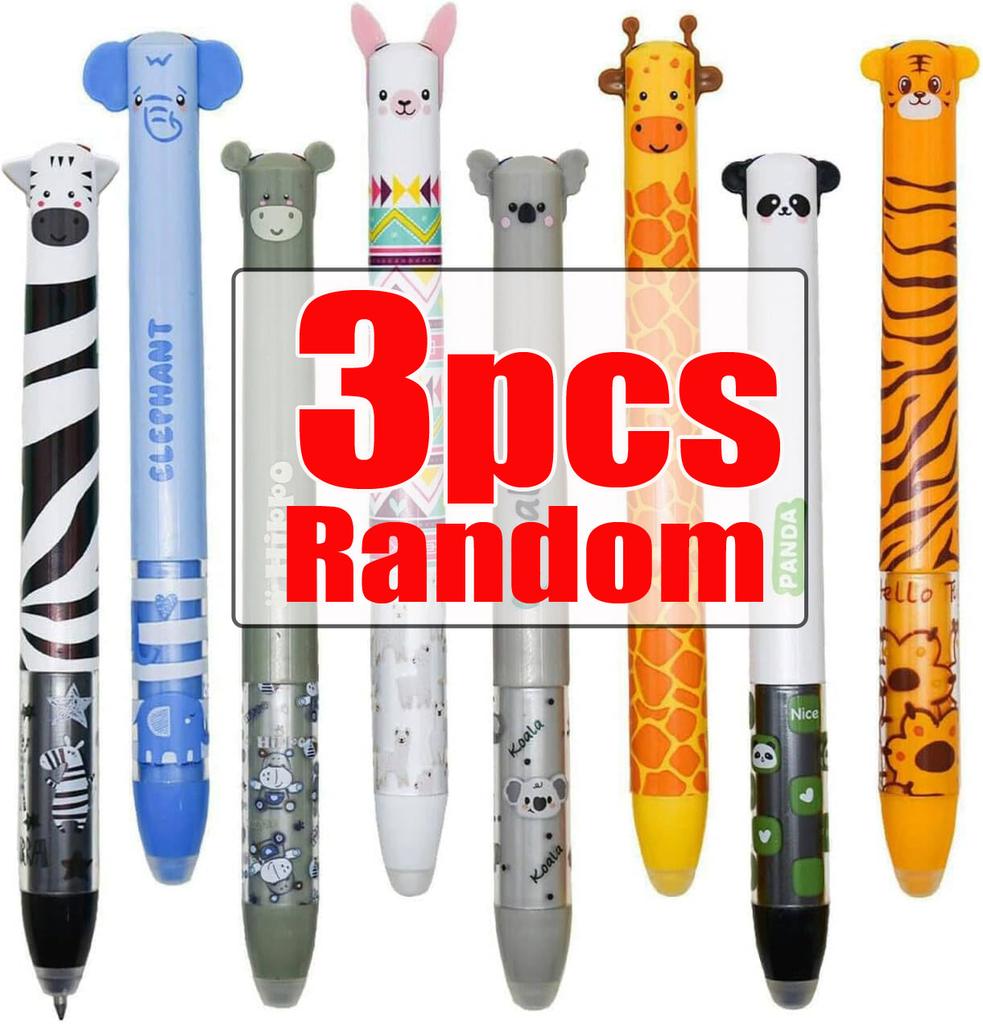 12/6/3pcs 2-in-1 Multicolor Cute Animal Erasable Pens Erase Blue Red Ink 12 Styles Animals Fine Point Pen for School Office Gift