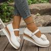 Fashion Plus Size Shoes for Women Autumn 2025 Fashion Platform Wedges Buckle Strap Flats Shoes Zapatos De Mujer with Flower Footwear
