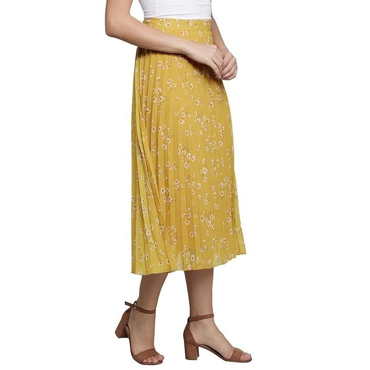 Floral Printed Pure Georgette Skirt Designer Casual Wear Ethnic Middi Skirt