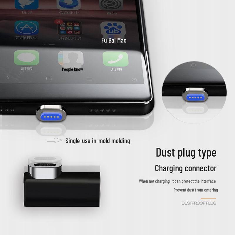 Exclusive L-shaped 100W Magnetic Type-C Male to Female Adapter Charger