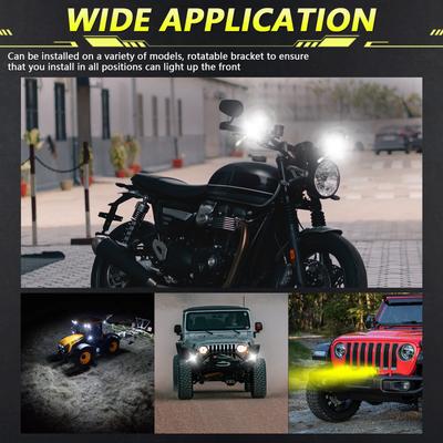 Motorcycle Spotlights Motorcycle LED Driving Lights with 5 Lighting Modes IP68 Waterproof for