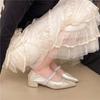 Fashion 2025 New Water Diamond High Heels Mary Jane Women's Single Shoes with Thin Heels and Pointed Shallow Mouth Women's Wedding Shoes