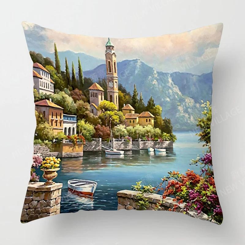 Home Living Room Decoration Cushion Covers Vintage Oil Painting Style Throw Pillow Cover4545 Pillowcase 40x40cm 50x50 45x45
