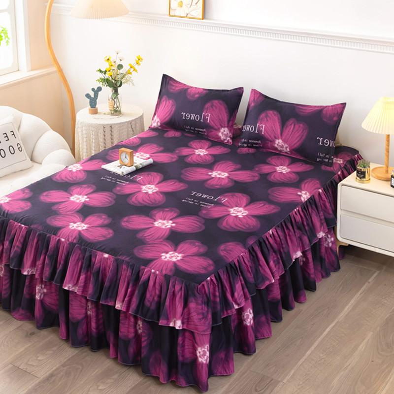 Bedroom Household Single-piece Sanding Bed Skirt Solid Color Skin-friendly Bedspread Bed Cover Bedroom Student Dormitory Sheets