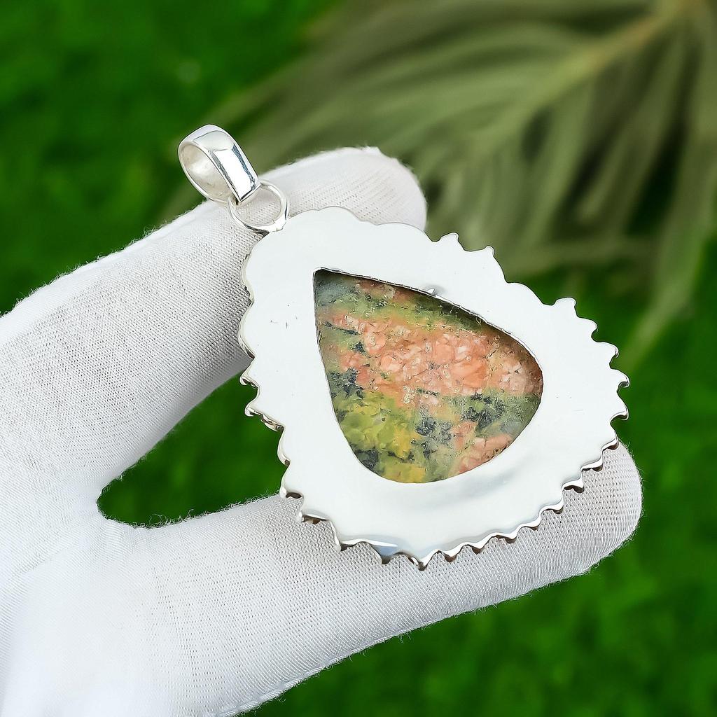 Sisters Day Deal 925 Sterling Silver Pear Unakite Stone Daughter Pendant Jewelry