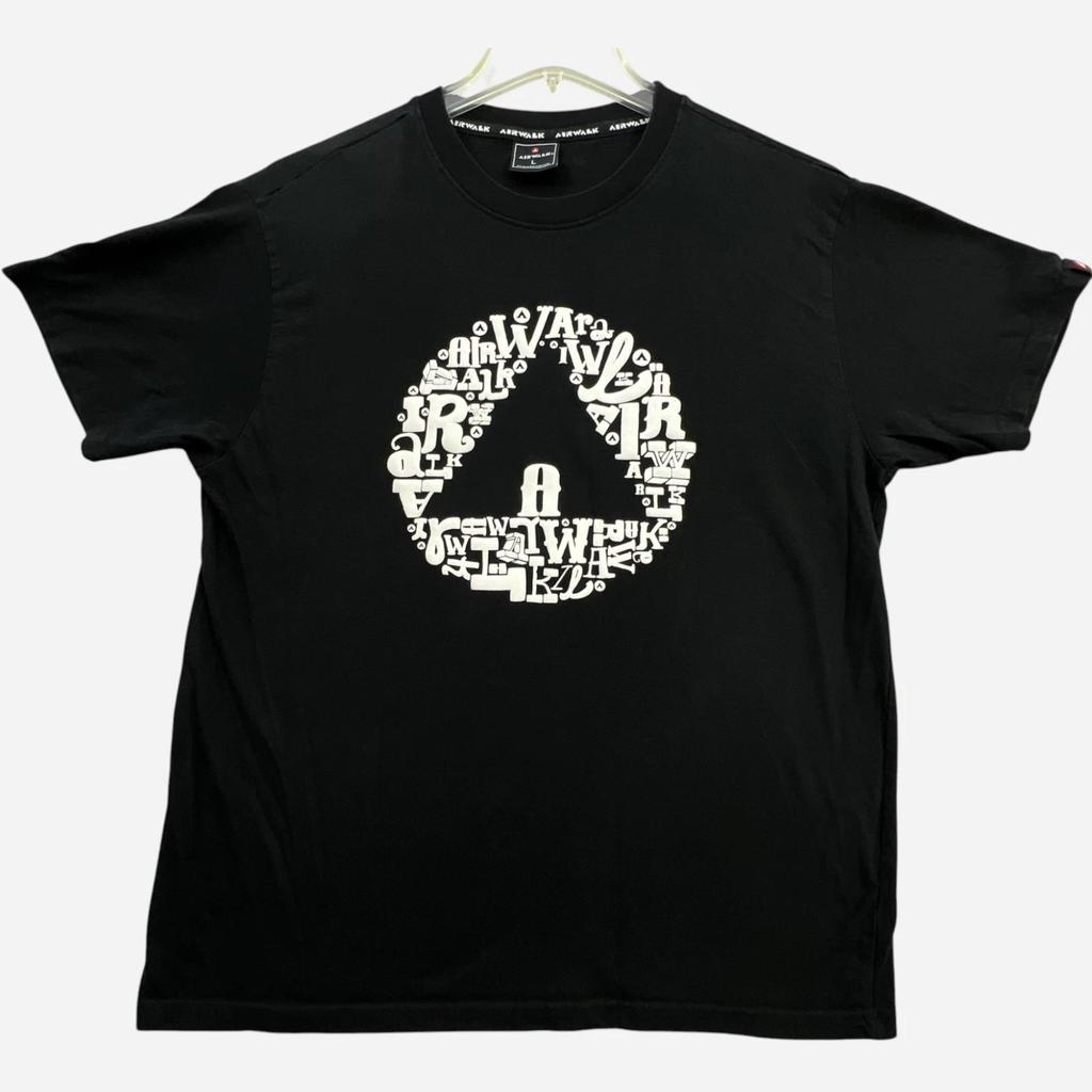 Y2K Airwalk Spellout Logo T Shirt Mens Large Black Skater Grunge Graphic Tee