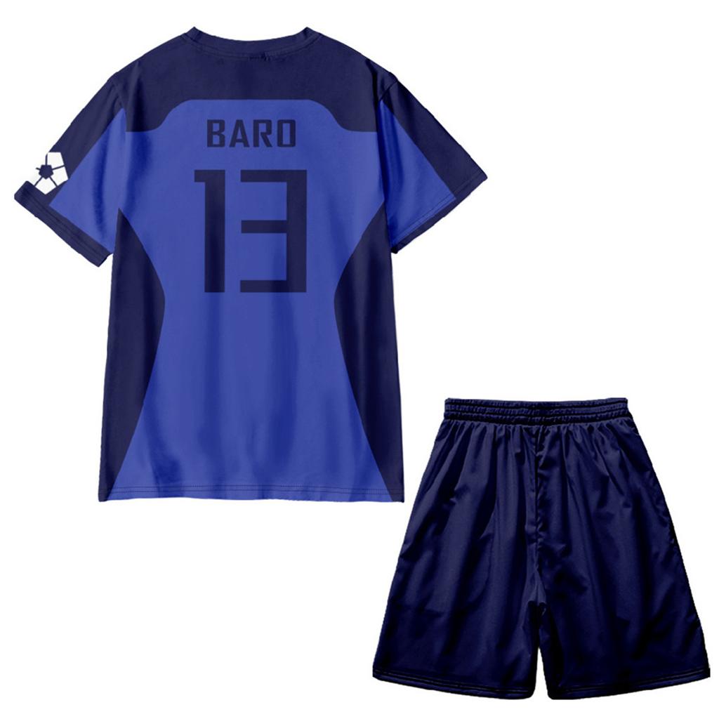 Mens Jersey Sets Anime Japan Blue Lock Isagi Yoichi Football Shirt Cosplay Casual Oversized 3d Print T-shirt+Short 2pcs Set Suit