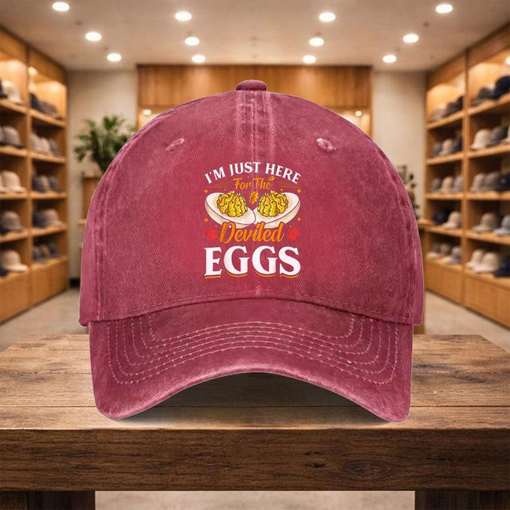 pc Baseball Cap a Casual Duckbill Hat IM Just Here for The New Versatile Hat for Eating Deviled Eggs Adjustable Sports Cap