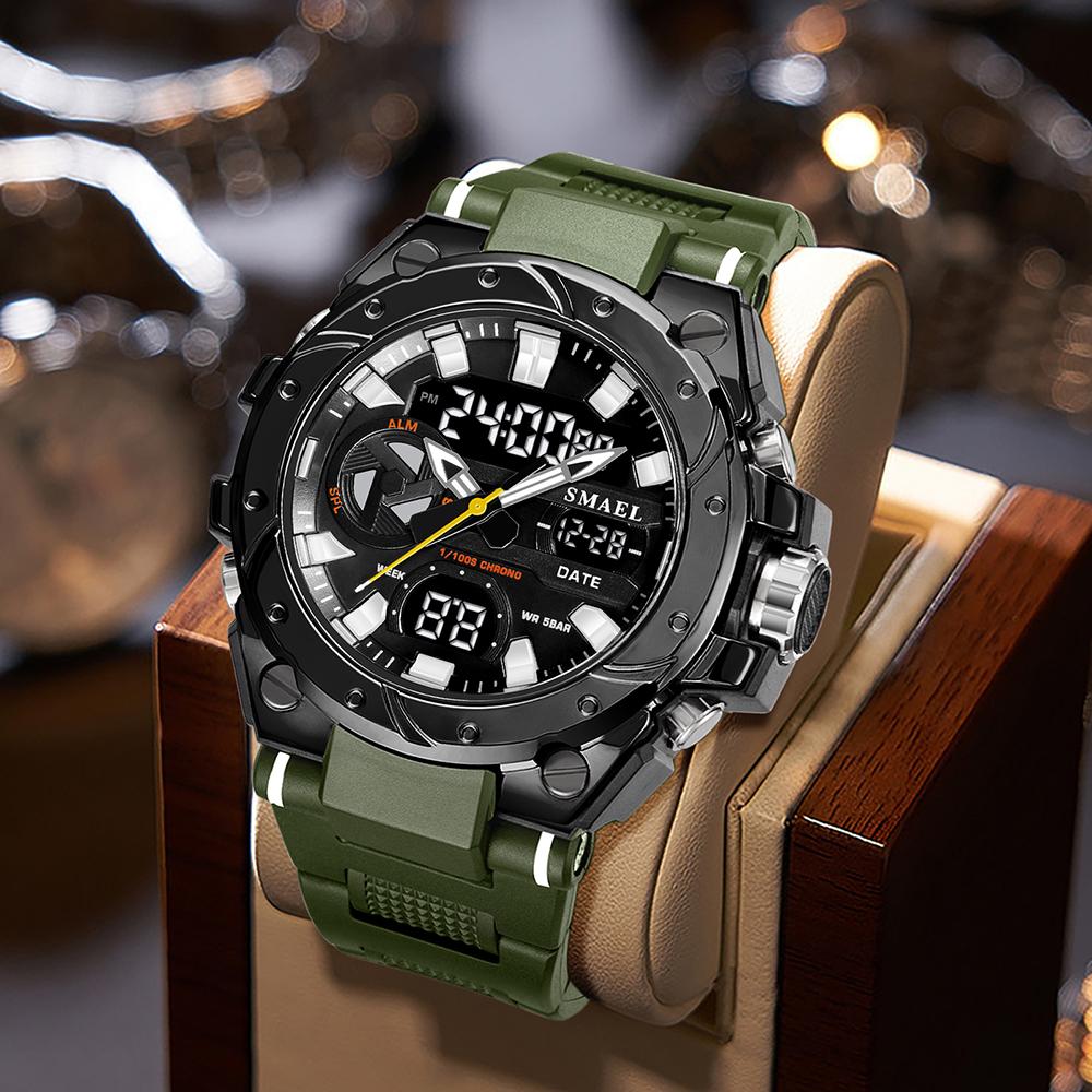 Brand Sport Watches 50M Wateproof Dual Time Display Watches LED 8029 Stopwatches Alarm Multifunctional Men's Wristwatches