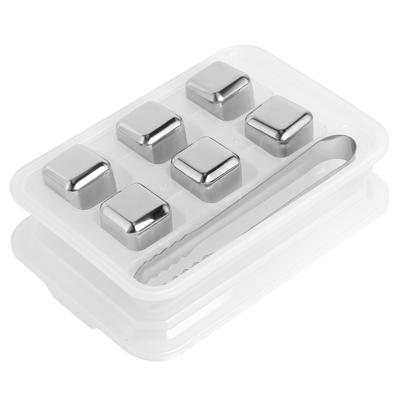 Stainless Steel Ice Cubes Reusable Whiskey Wine Chilling Stones with Ice Tong Storage Box