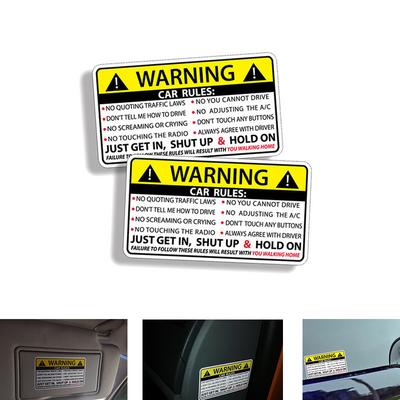 10x6cm Car Safety Warning Rules Decal PVC Auto Sticker For Car Sun Visor Dashboard Seat Trunk Windshield Armrest Car Body Window