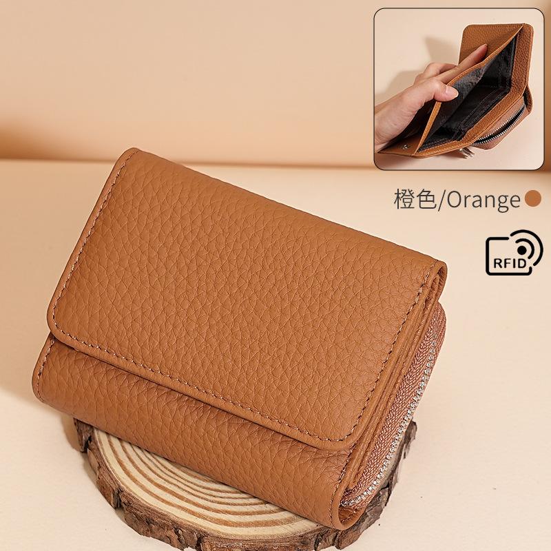 

Новый трехсекционный кожаный женский кошелек RFID многофункциональный кошелек из первого слоя коровьей кожи мини простой кошелек для мелочи