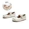 Leather bow Mary Jane women's shoes autumn new light mouth pearl Velcro single shoes versatile small leather shoes