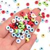 100Pcs 7mm Colored Acrylic Beads Heart Pattern Flat Round Loose Beads For DIY Fashion Bracelet Necklace Supplies Wholesale