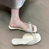 Fashion Square Toe Flat Sandals 2025 Summer New Slip On Fashion Bow-knot One Word Slippers Lightweight Comfortable Casual Shoes