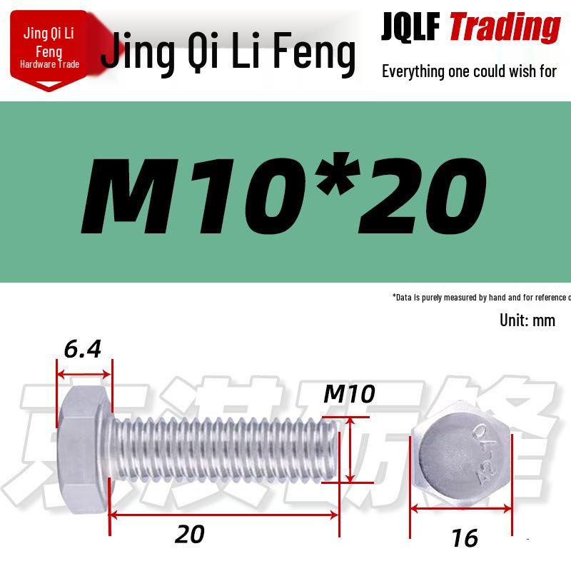201 Stainless Steel Hex Head Full Thread Bolt: Wear & Corrosion Resistant, M4-M14 for Aerospace Machinery