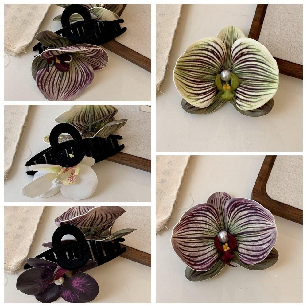 Butterfly Orchid Orchid Hair Clip Ponytail Clip Large Shark Clip Cute Flower Hair Claw  Daily